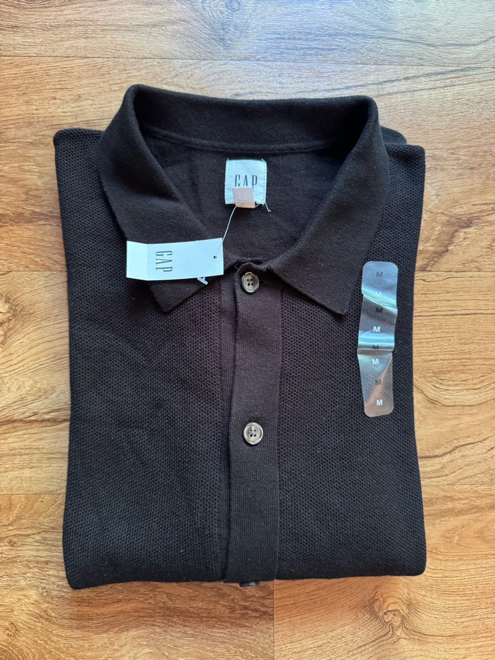 GAP Men’s Black Cotton Knit Cardigan with Button Placket